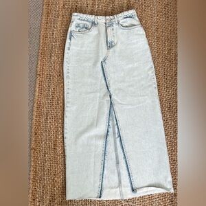 Denim Midi Skirt in Light Wash